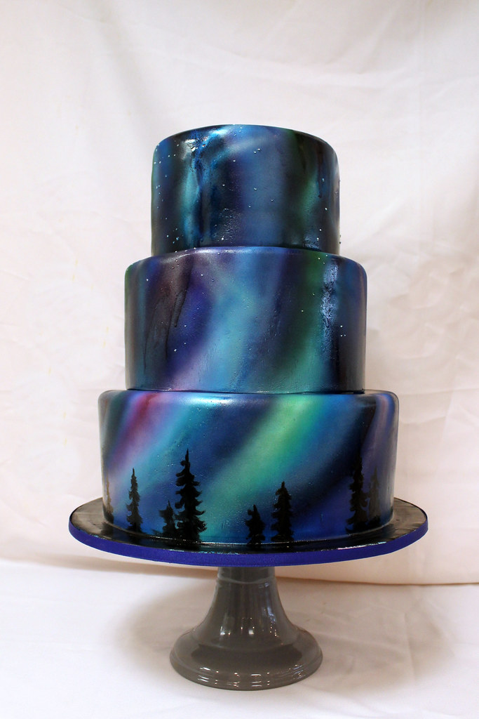 Aurora Borealis Decorated Cake