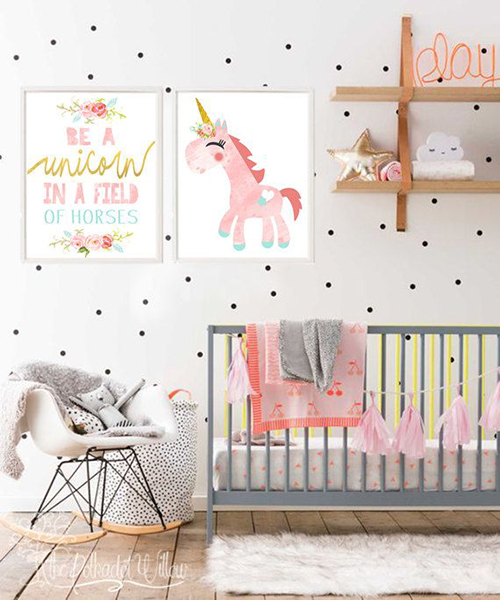 unicorn themed baby room