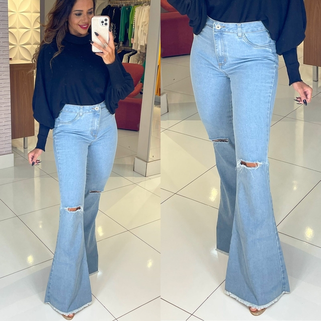 calça flare jeans