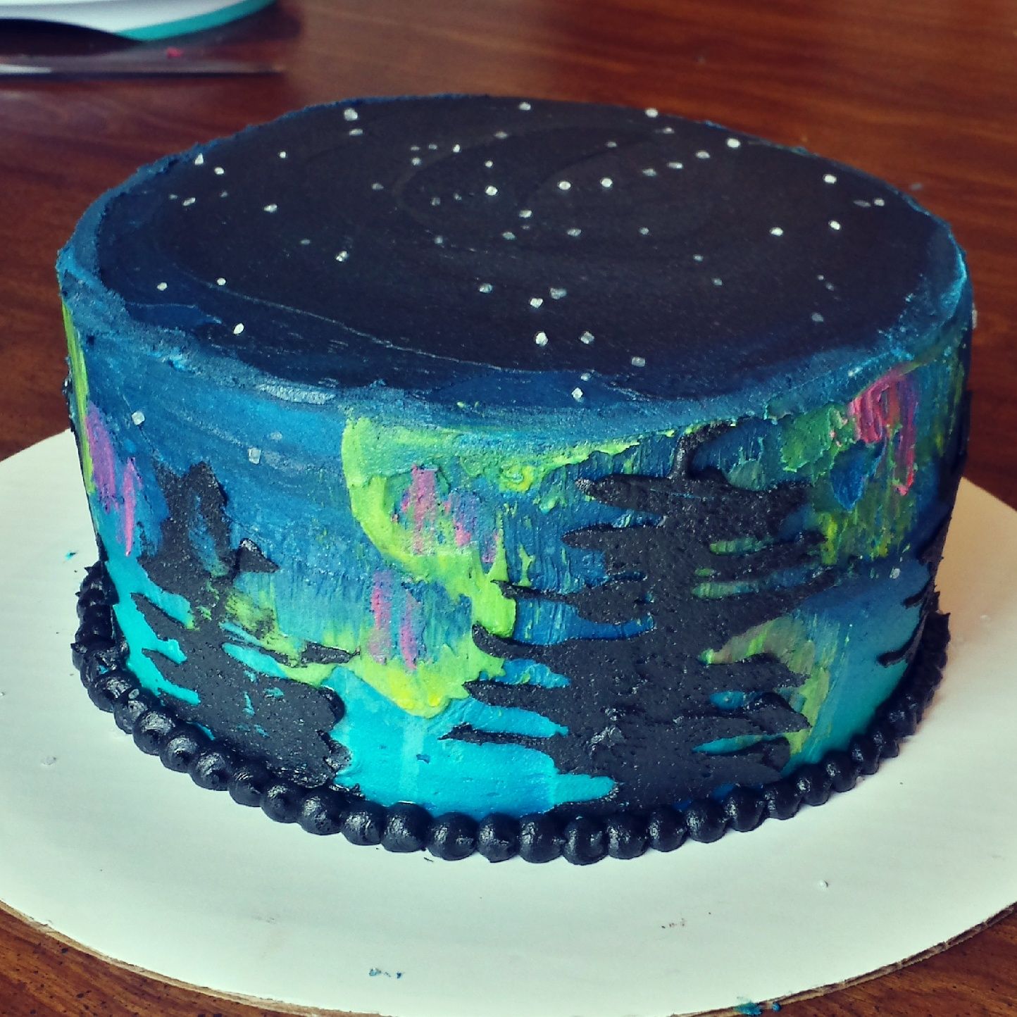 Aurora Borealis Decorated Cake