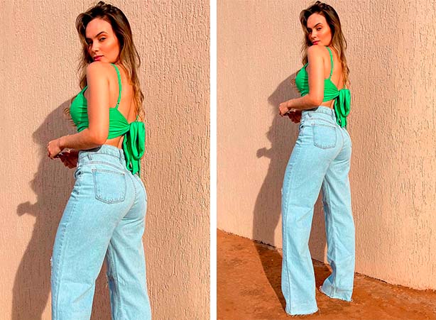 Look com Calca Wide Leg Feminina