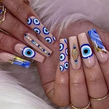 Greek Eye Decorated Nails