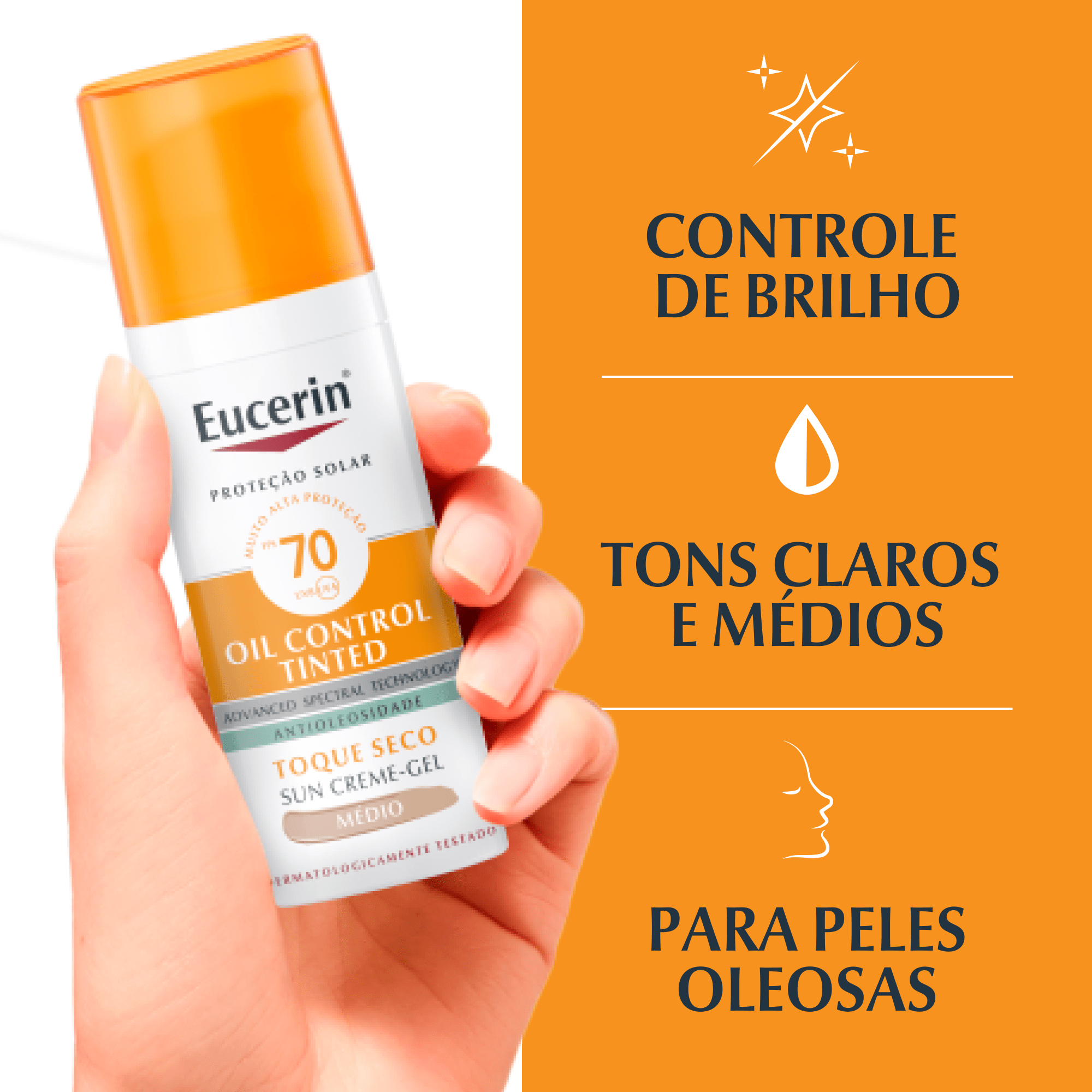 Protetor solar | Eucerin Sun Oil Control Tinted FPS70 Médio