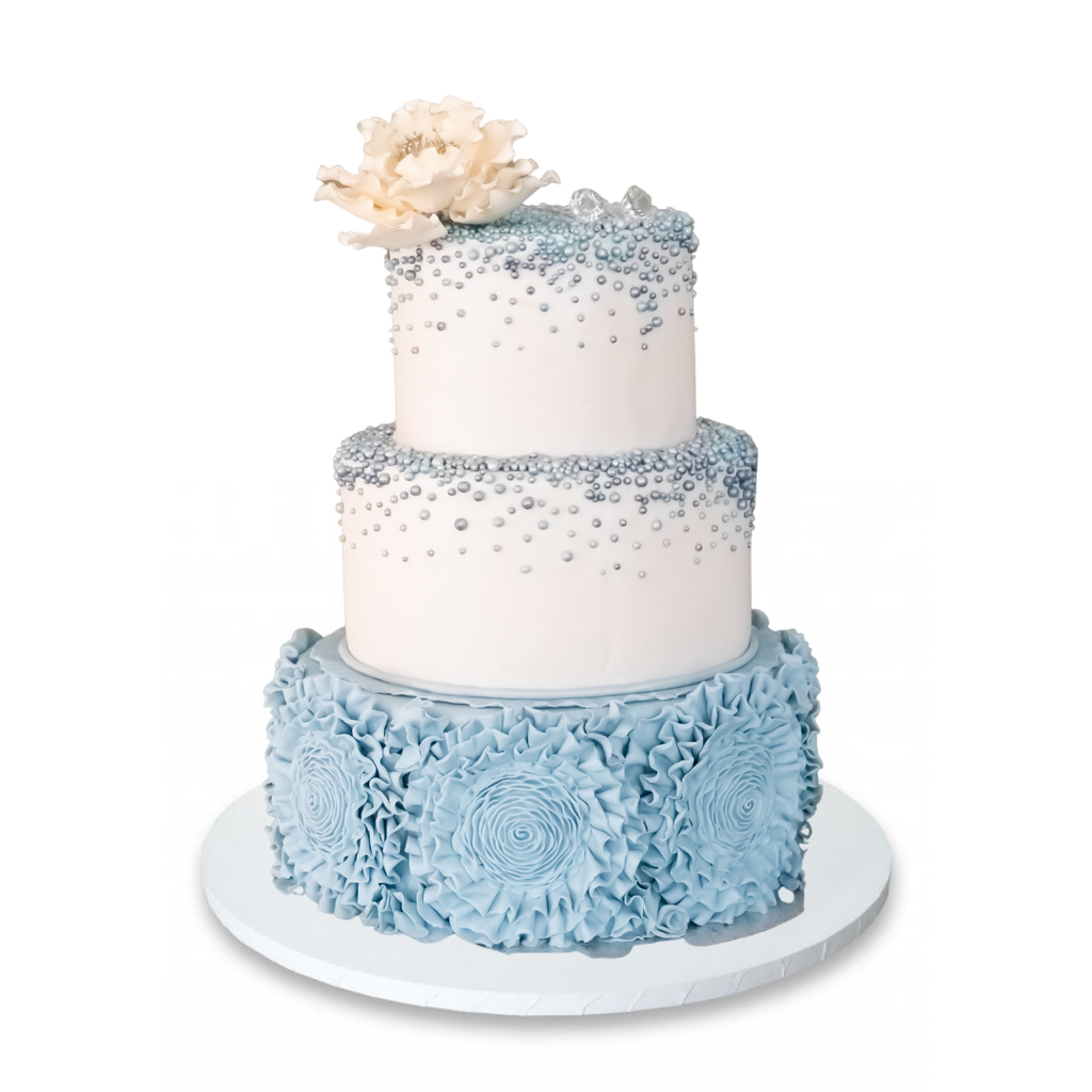 Blue and White Wedding Cake