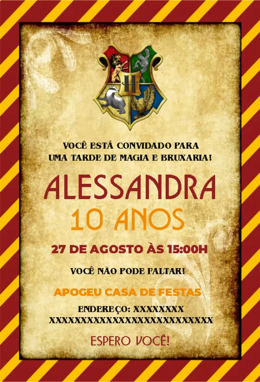 Convite Festa do Harry Potter