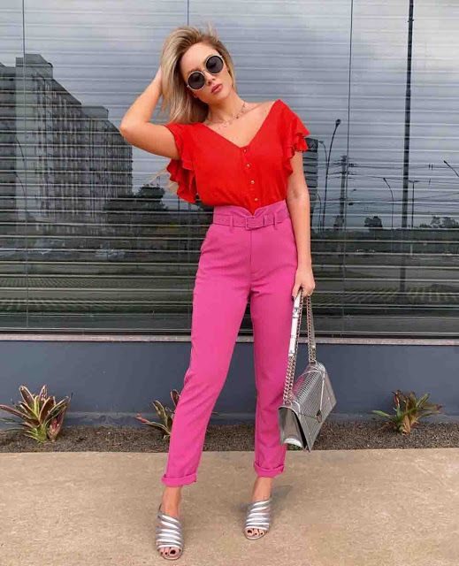 Look com Calça Rosa