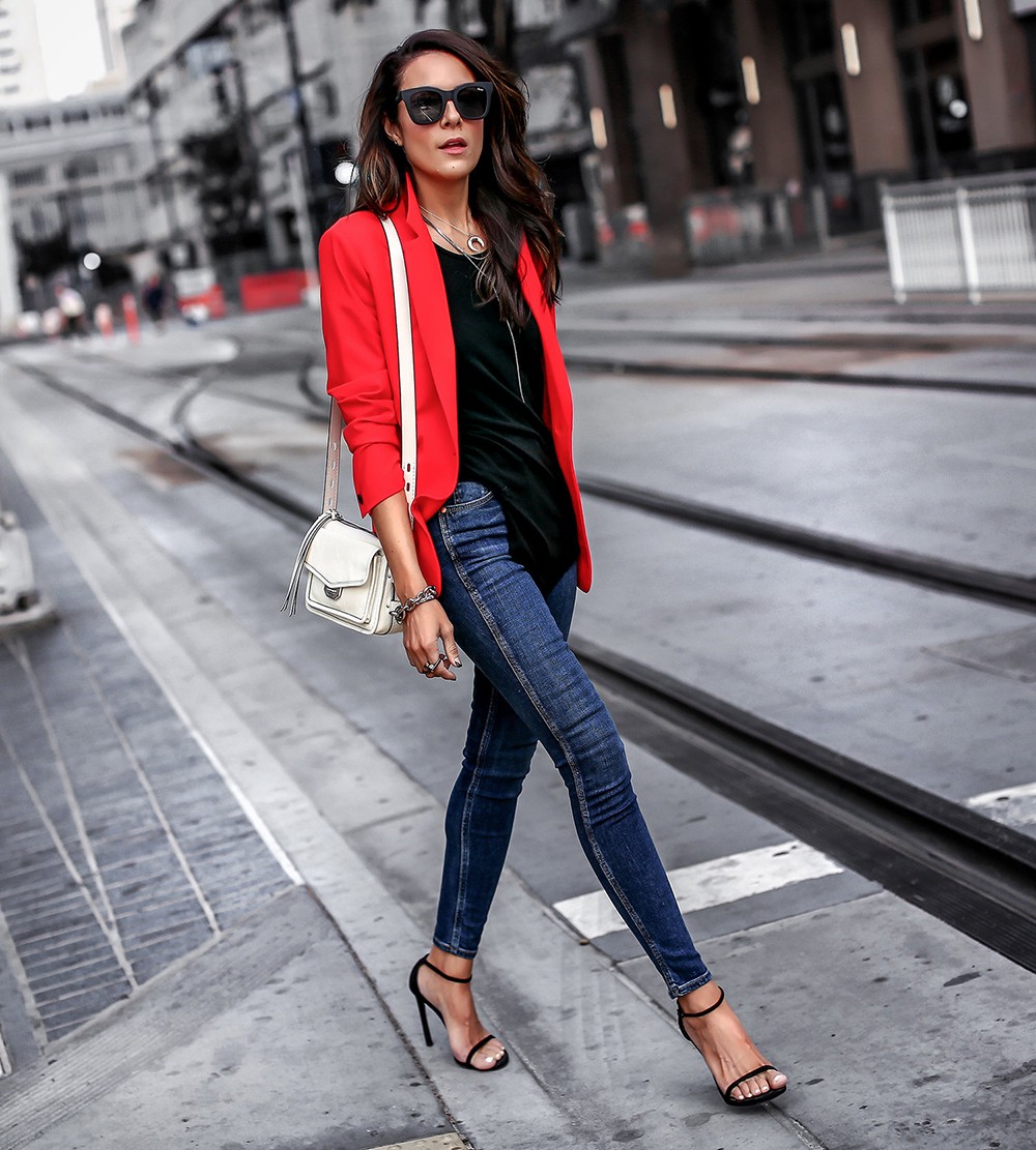 Look With Red Blazer