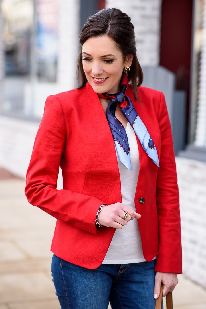 Look With Red Blazer