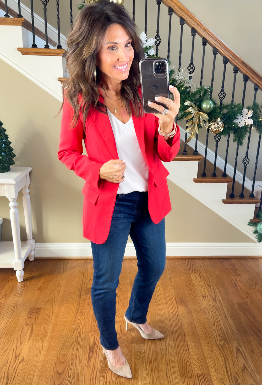 Look With Red Blazer