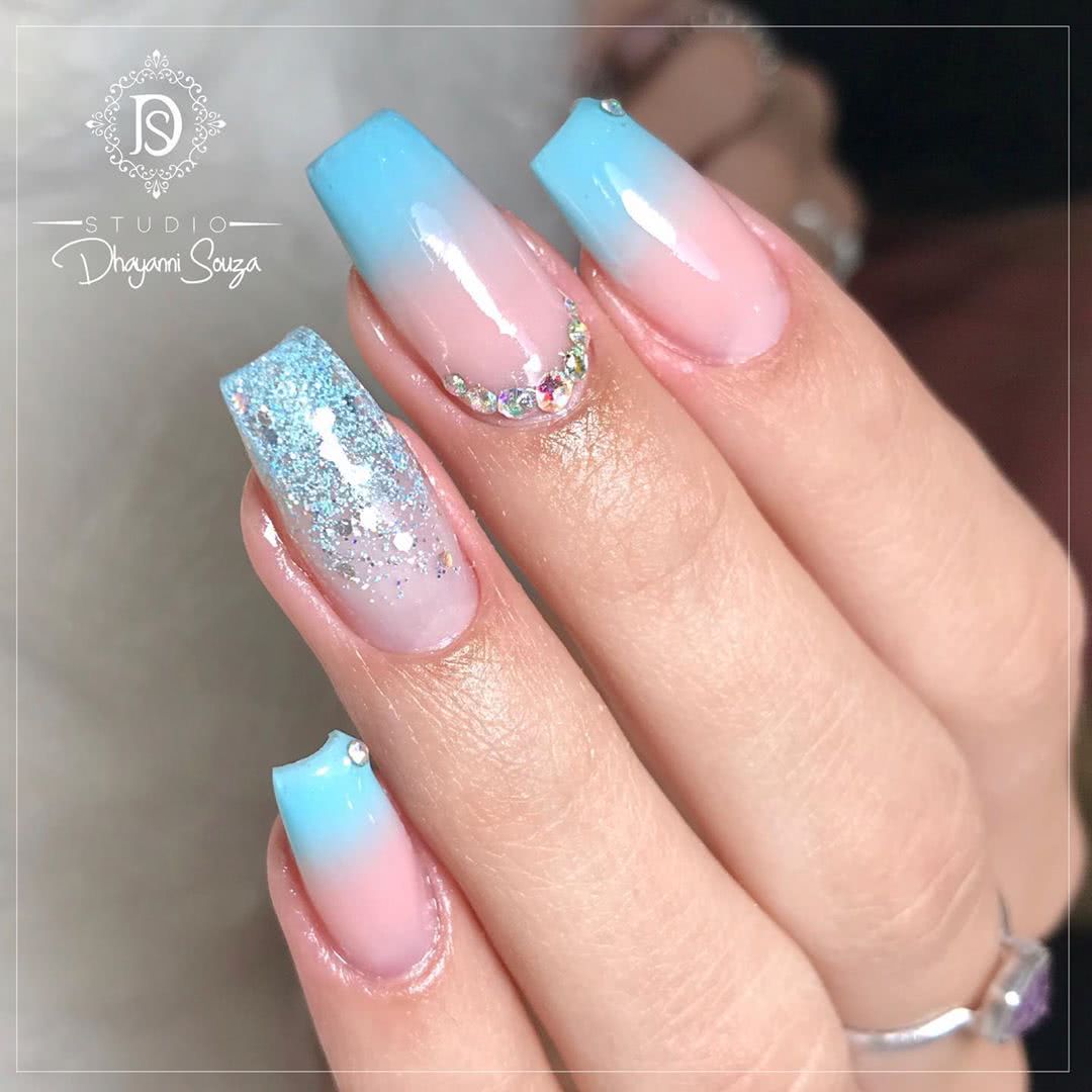 Unhas Decoradas Azul Bebe