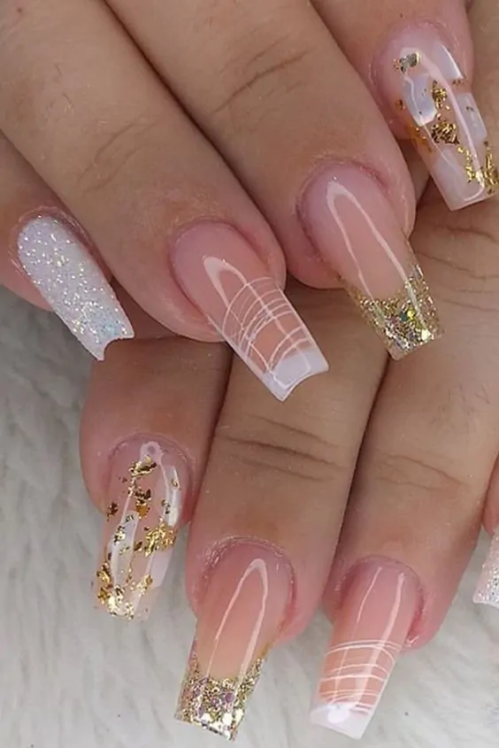 Unhas Decoradas Brancas Com Glitter