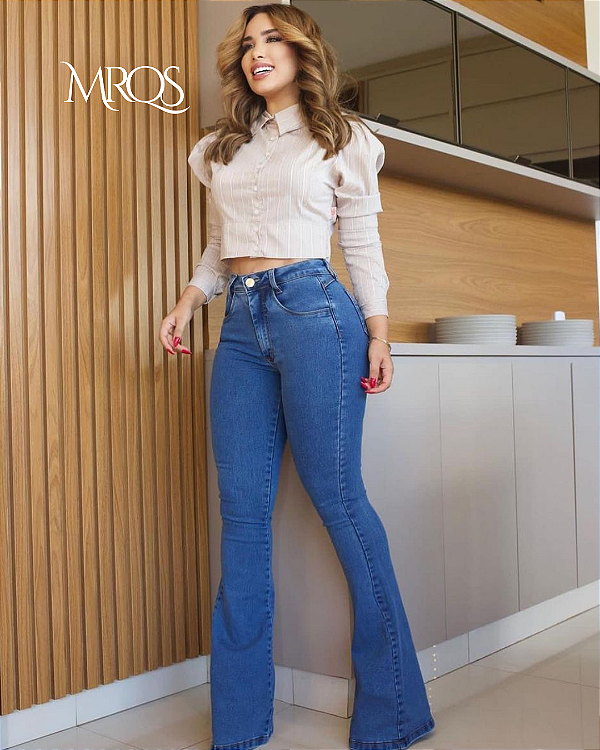 calça flare jeans