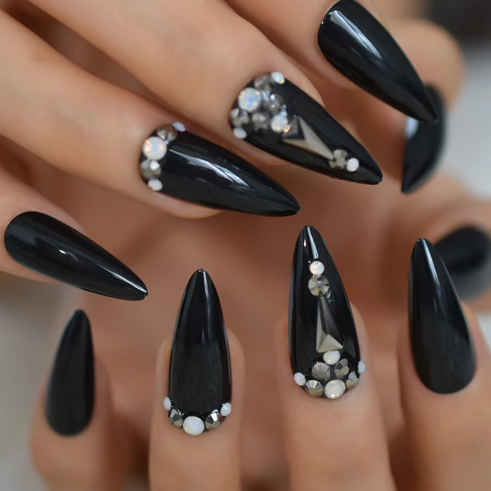 Black Decorated Nail