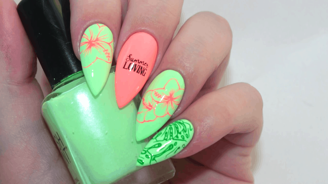 Neon Decorated Nail