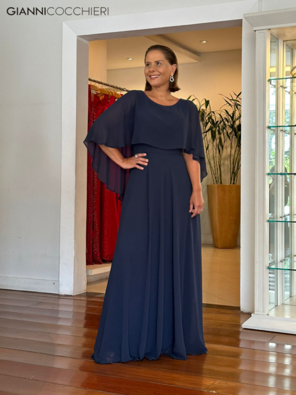 vestido mae de noiva azul marinho