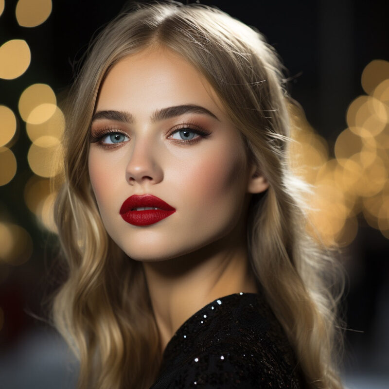 Makeup with Red Lipstick