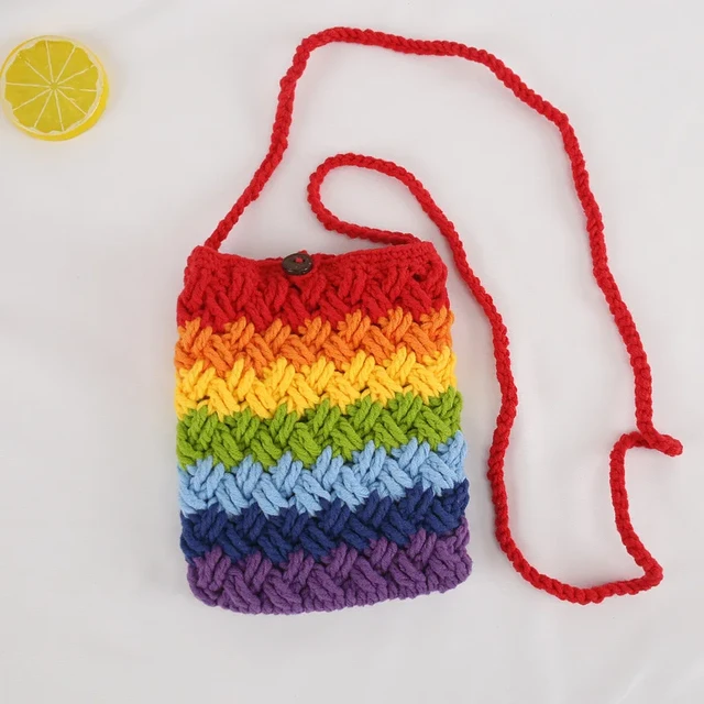 bolsa de croche arco iris