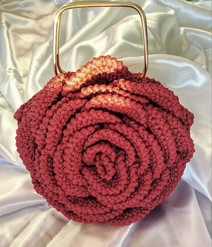 bolsa de crochê rosa