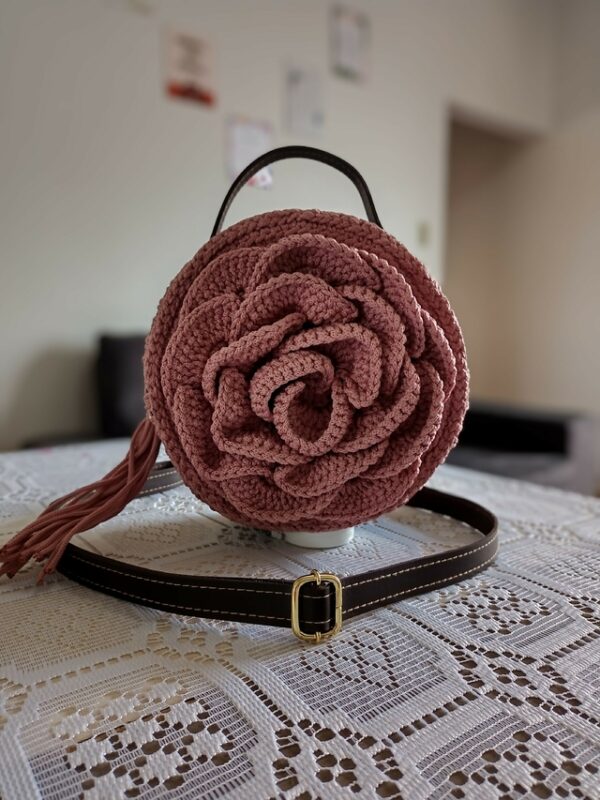 bolsa de crochê rosa