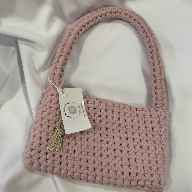 bolsa de crochê rosa