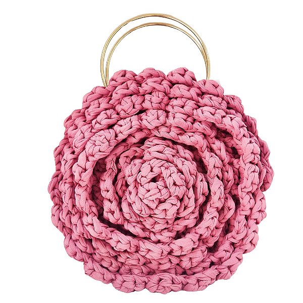 bolsa de crochê rosa