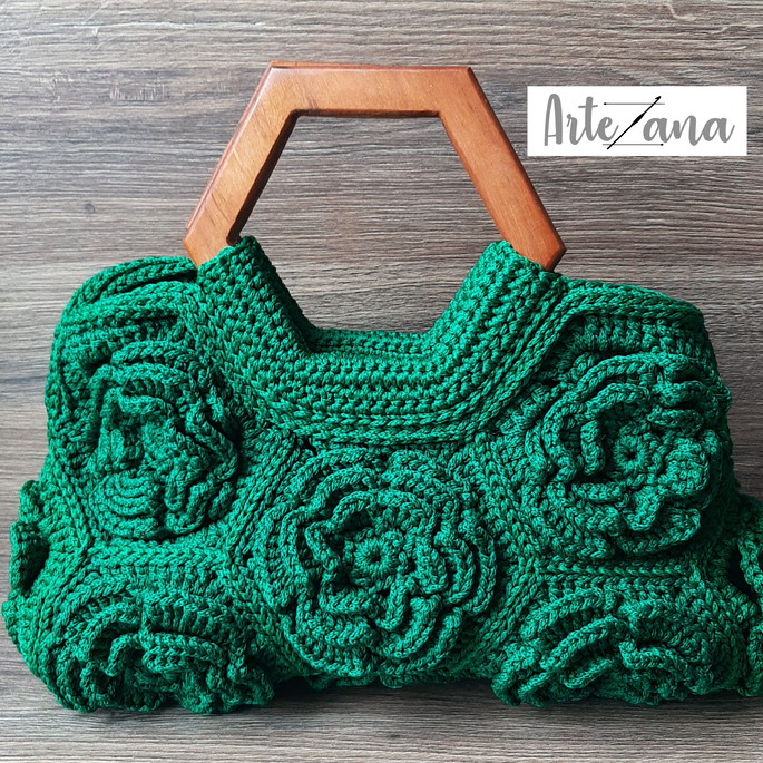 bolsa de crochê verde