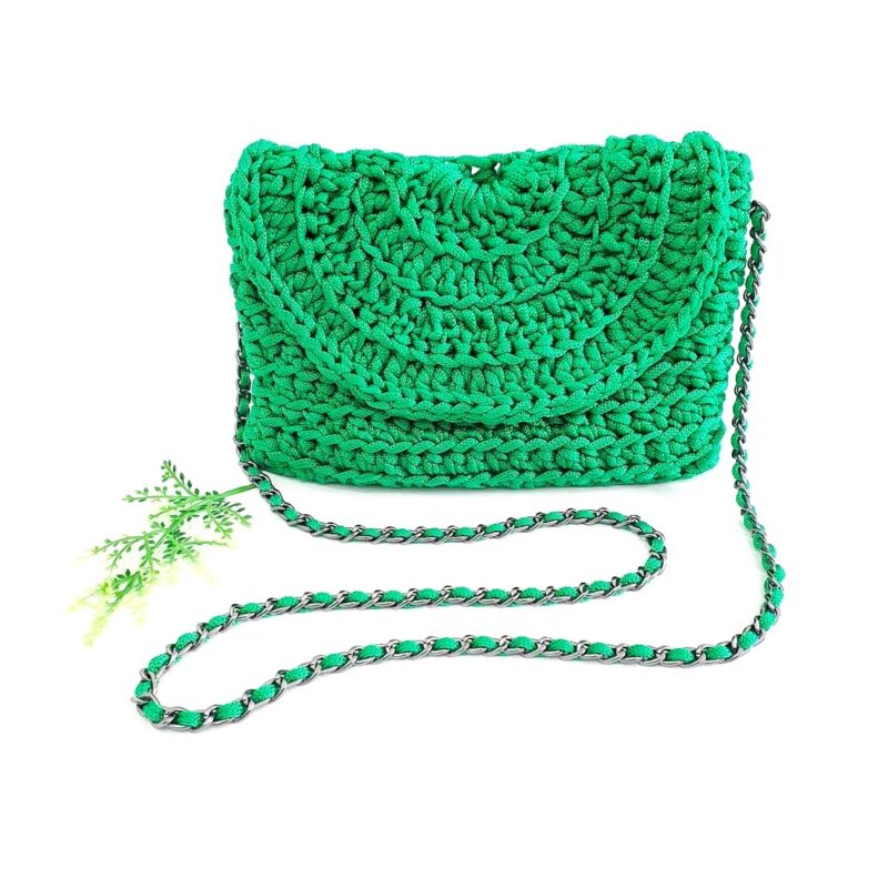 bolsa de crochê verde