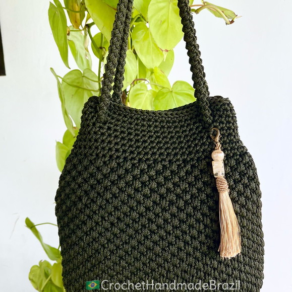 bolsa de crochê verde