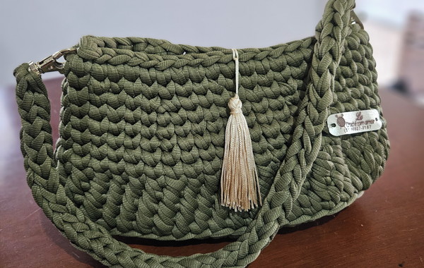 bolsa de crochê verde