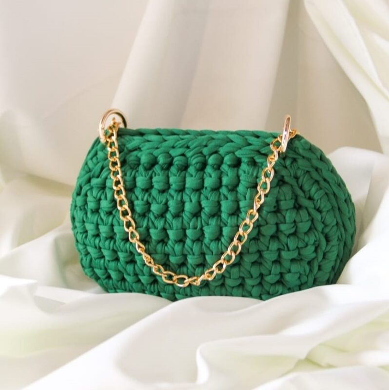 bolsa de crochê verde