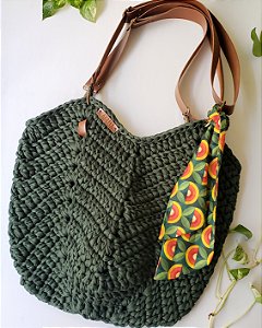 bolsa de croche com fio de malha