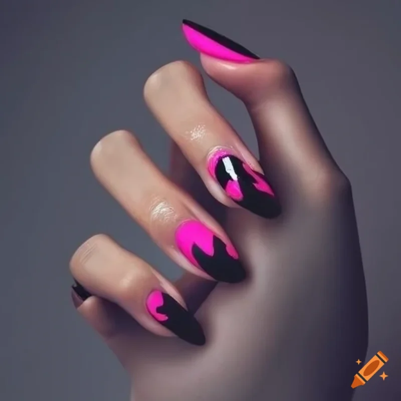 black and pink nail art