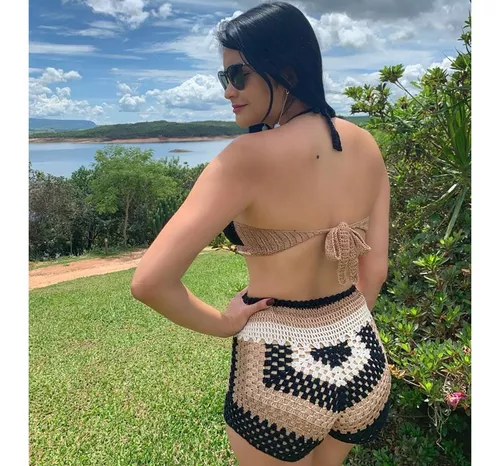 short de crochê para praia