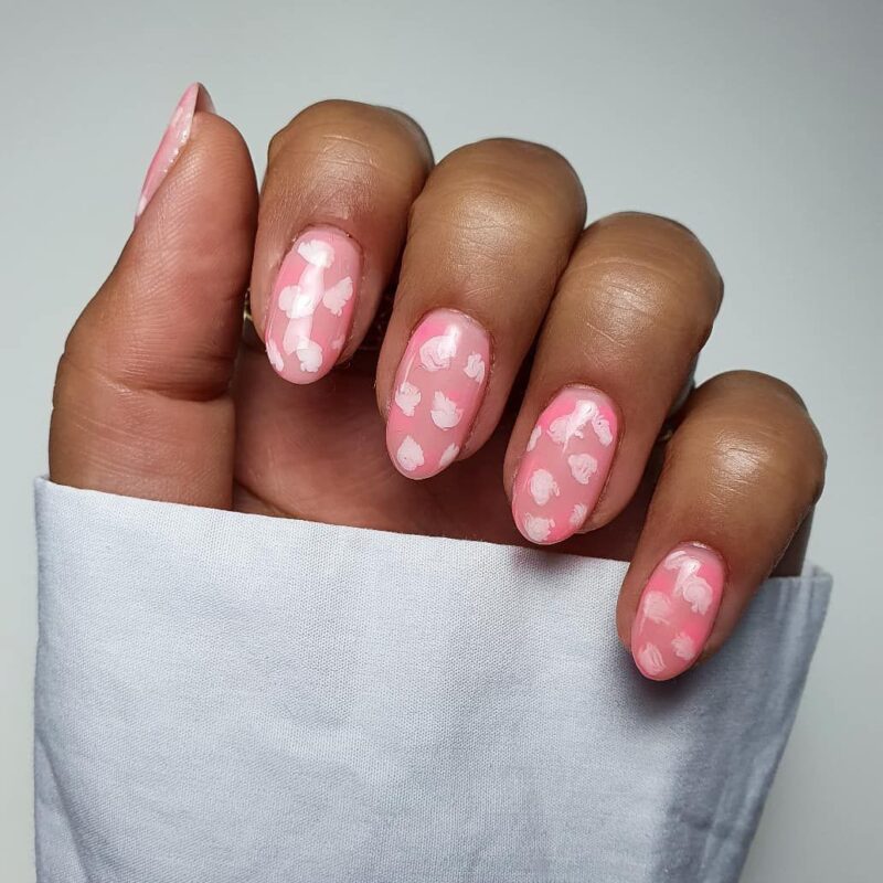 Pink and White Decorated Nail