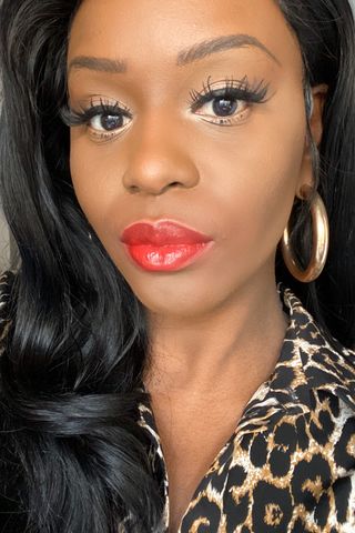 makeup with red lipstick dark skin