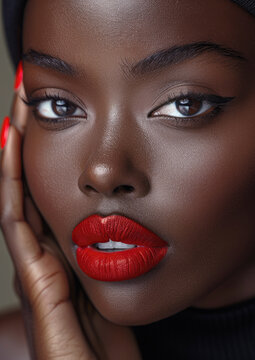 makeup with red lipstick dark skin