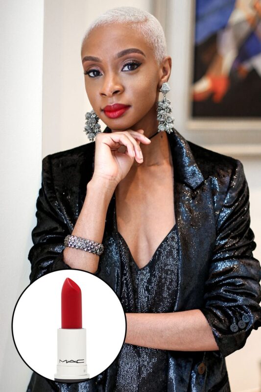 makeup with red lipstick dark skin