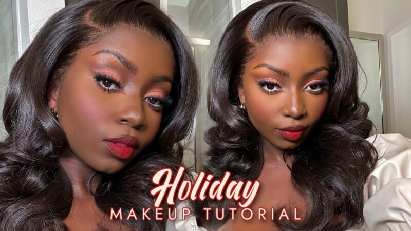 makeup with red lipstick dark skin