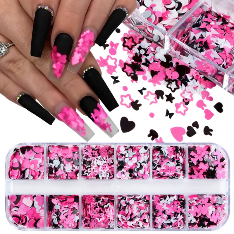 black and pink nail art