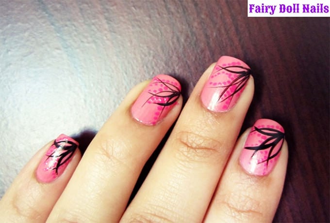 black and pink nail art