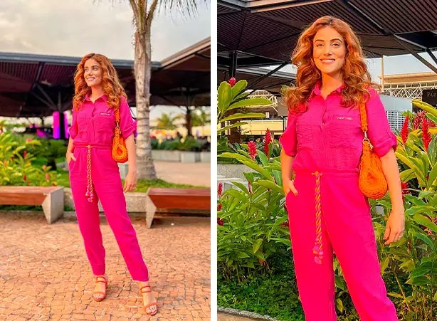 look com sapato rosa