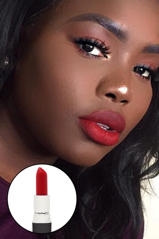 makeup with red lipstick dark skin