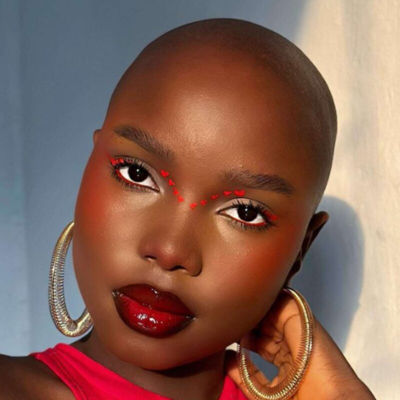 makeup with red lipstick dark skin