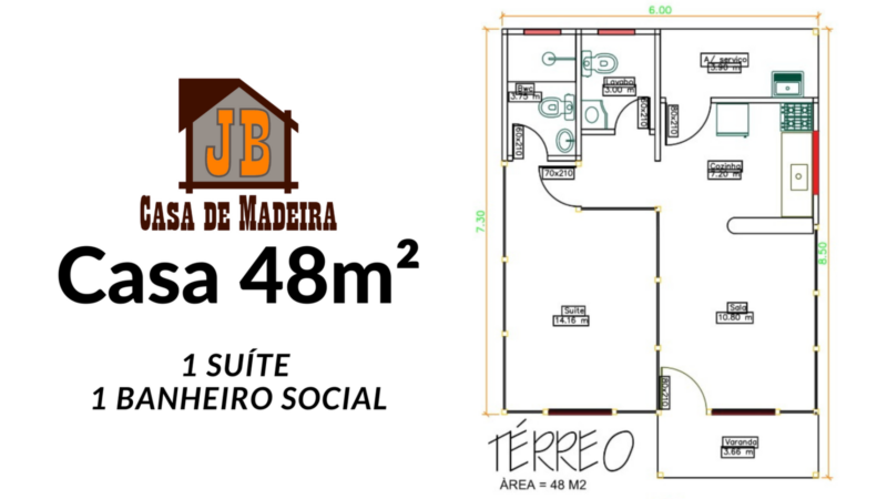 planta de casa com 1 quarto