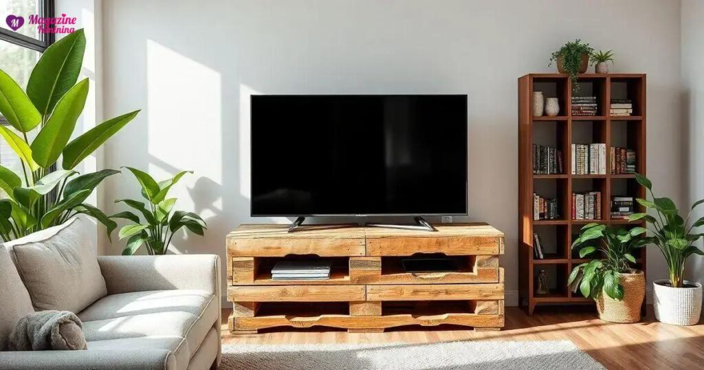 como fazer suporte para tv de pallet