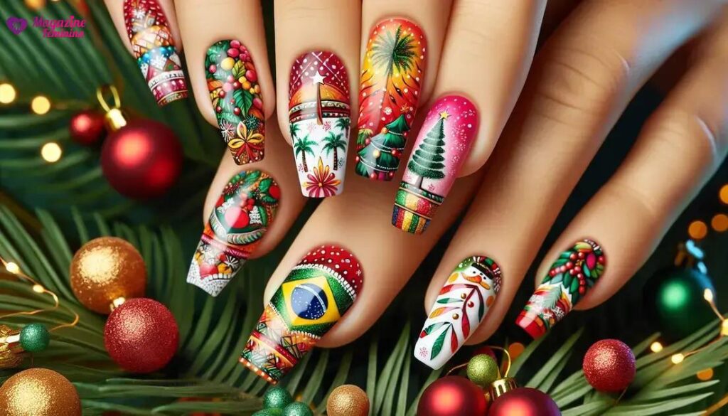 inspiração de unhas para o natal