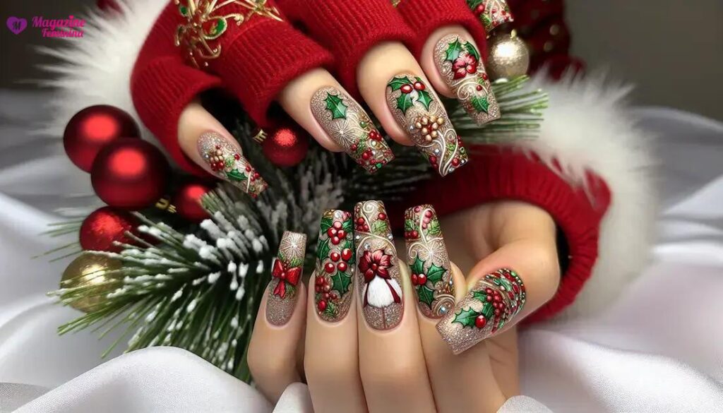 unhas para o natal decoradas