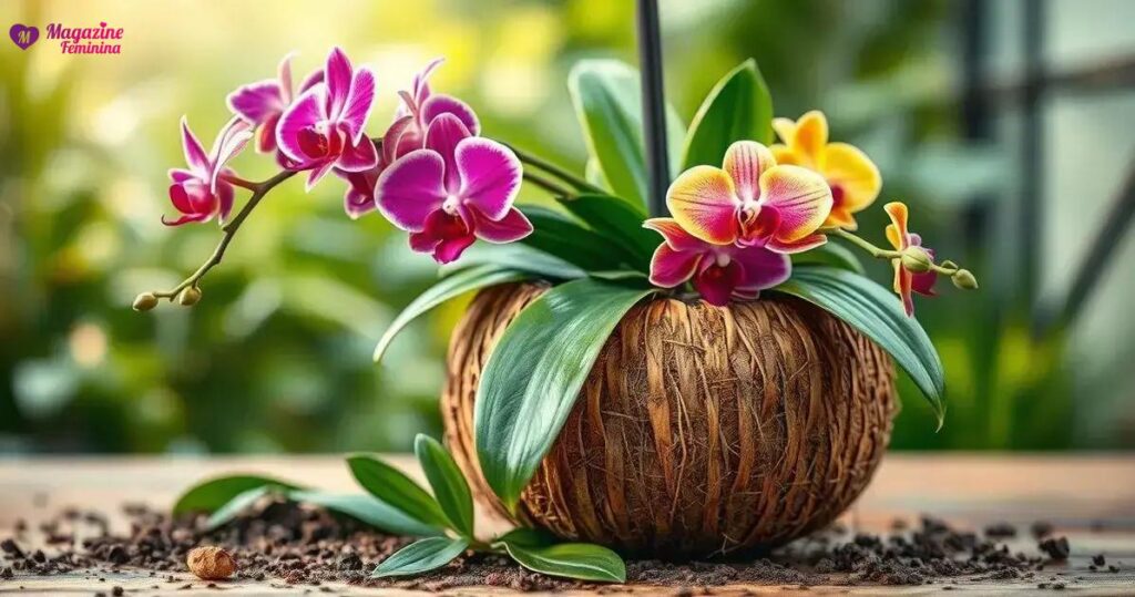 adubação orquídeas vaso coco