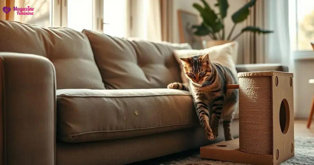 como fazer gato parar de arranhar sofa