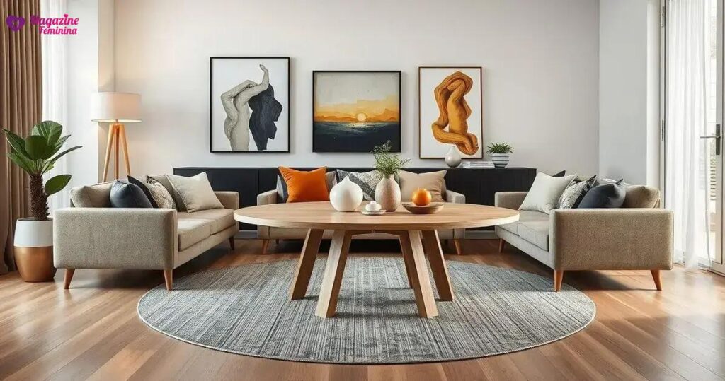 decorar sala com mesa lateral redonda